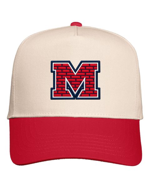 BMHS 5-Panel Mid Profile Baseball Cap Red/Natural